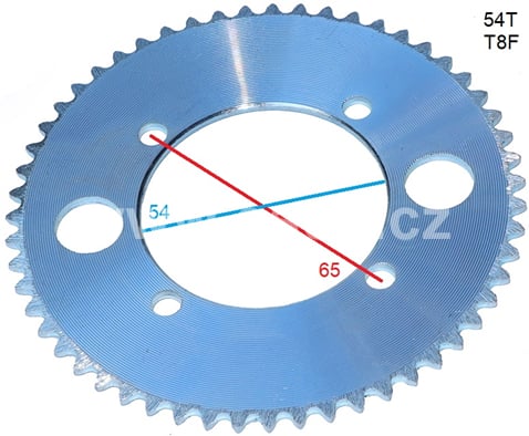 Rozeta 54T řetěz T8F pro volnoběžku