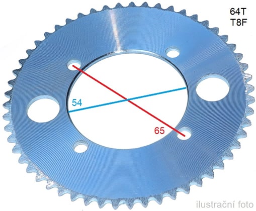 Rozeta 64T řetěz T8F pro volnoběžku