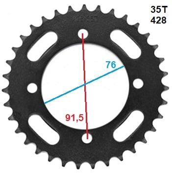 Rozeta pitbike 35 zubů pro řetěz 428