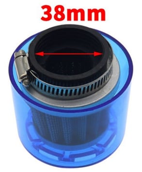 Sportovní vzduchový filtr 38mm s krytem - modrá