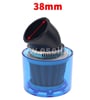 Sportovní vzduchový filtr 38mm zahnutý s krytem - modrá