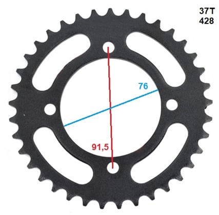 Rozeta pitbike 37 zubů pro řetěz 428