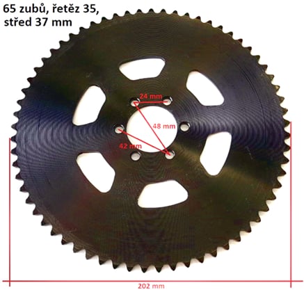 Rozeta 65T, pro řetěz 35 stříbrná