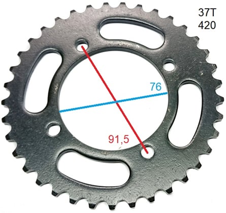 Rozeta pitbike 37T 420 střed 76mm