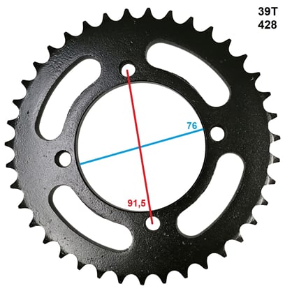 Rozeta pitbike 39 zubů pro řetěz 428